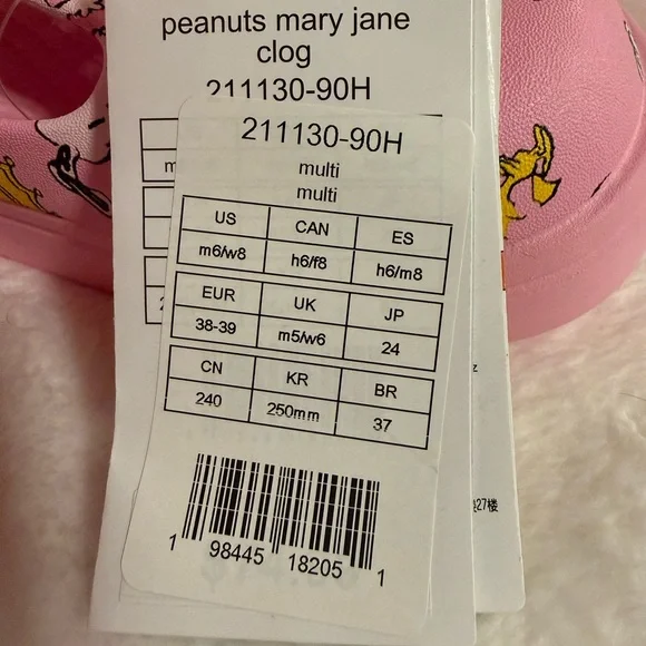 Crocs X Peanuts collab Mary Jane Clog NWT W8 M6 - Picture 10 of 13